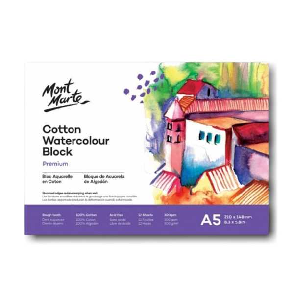 Picture of Mont Marte Cotton Watercolour Paper Block 300gsm