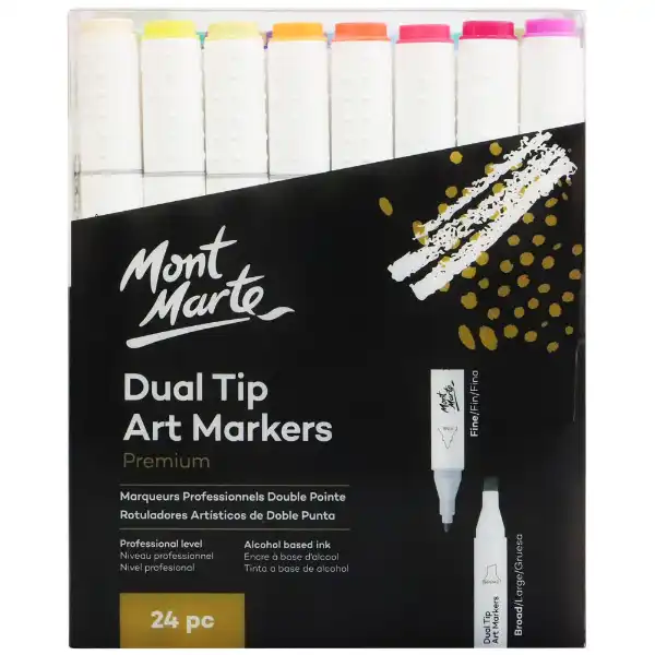 Picture of Mont Marte Dual Tip Alcohol Markers 24pk